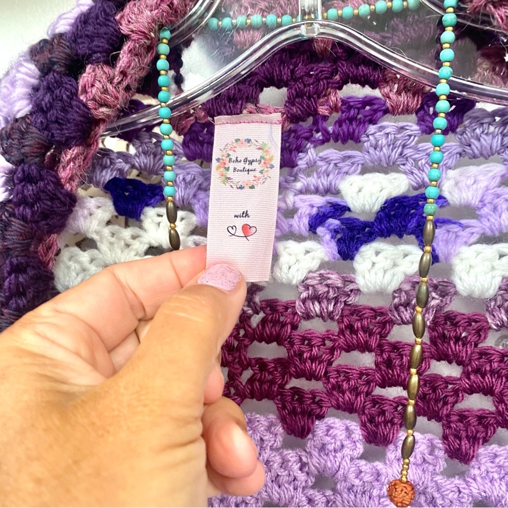 ARTISAN mega granny square COCOON KIMONO w prairie farmhouse cottage vibe - Picture 3 of 10